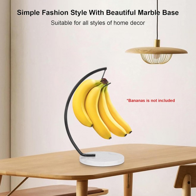 Banana Holder with Marble Base, Metal Banana Hanger Modern Tree Stand