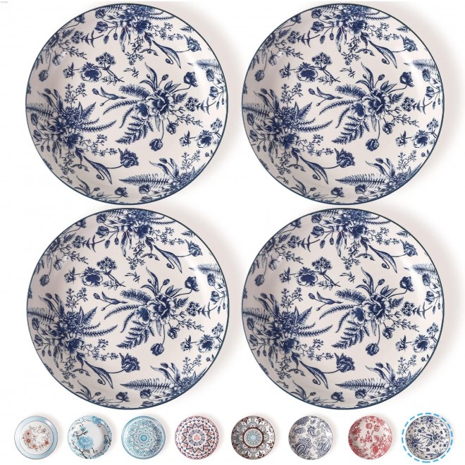 Artena Pasta Bowls Set Of 4, 26oz Porcelain Salad Bowls, 8 Inch Bowls