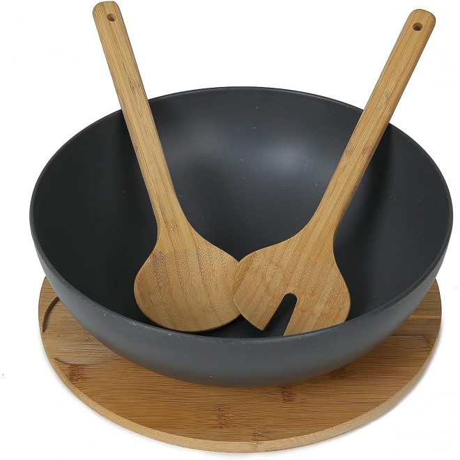 Webbylee Large Salad Serving Bowls with Tongs, Mixing Bowl with Server