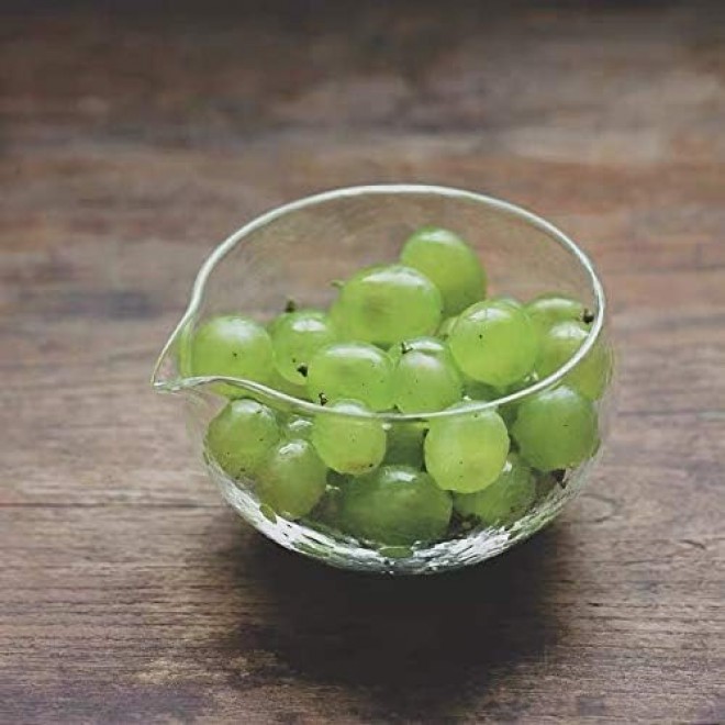 Textured Glass Matcha Bowl With Pouring Spout - Handmade Japanese Styl