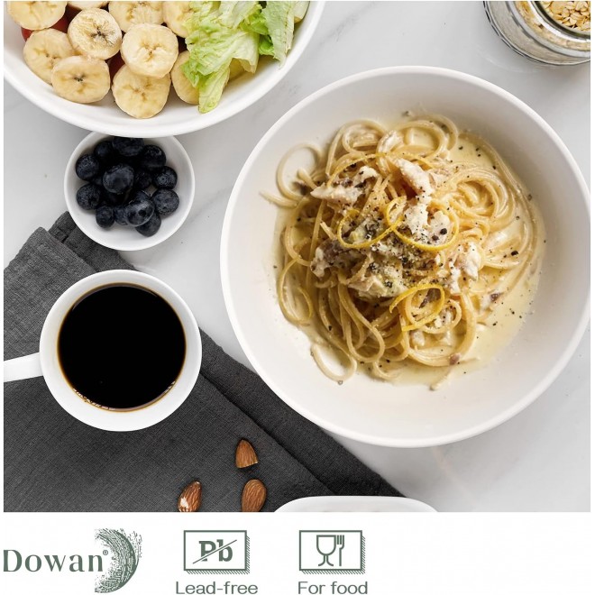 DOWAN Large Pasta Bowls, 47 oz Deep Salad Bowls, Ceramic Serving Bowls