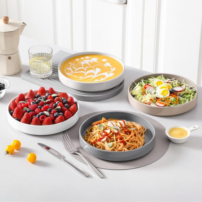 vancasso Pasta Bowls, Ceramic Salad Bowls of 4, 34 oz Large Wide Servi