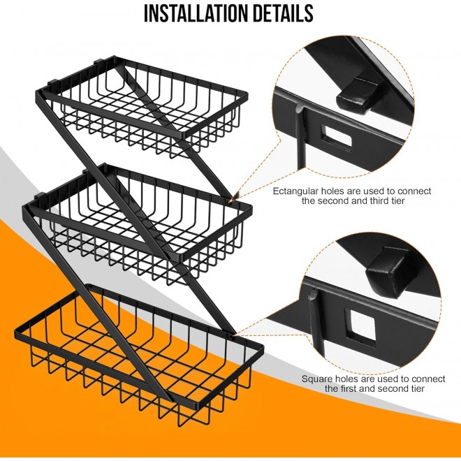 3 Tier Fruit Basket Bowl for Kitchen Counter, Countertop Fruits Produc