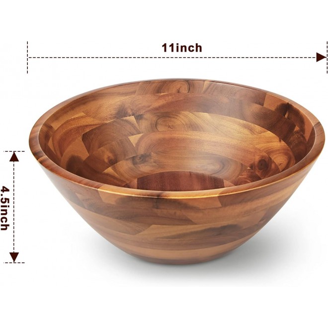 AIDEA Acacia Wood Serving Bowl for Fruits or Salads, 11 Diameter x 4.5