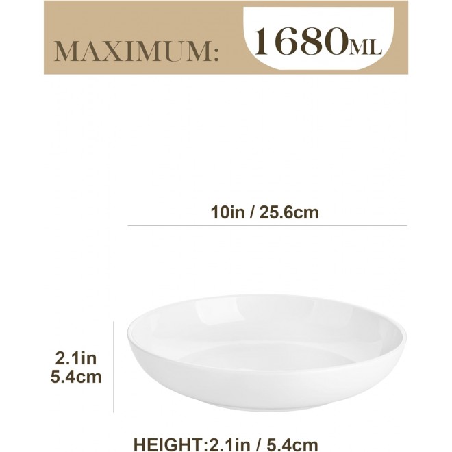 MALACASA 10 Large Pasta Bowls, 56 OZ Big Salad Bowls, Ceramic Serving