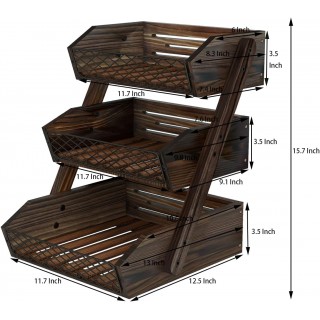 Fruit Basket for Kitchen, 3 Tier Fruit Bowl for Kitchen Counter,Wooden