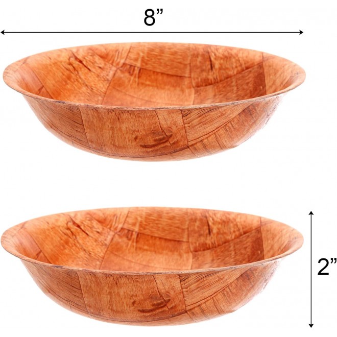 Elsjoy 8 Pack Wooden Woven Salad Bowl, 8 Inch Stackable Round Wood Ser