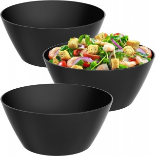 10 inch Bowls for Salad, Large Black Salad Serving Bowl 118 oz, Bamboo