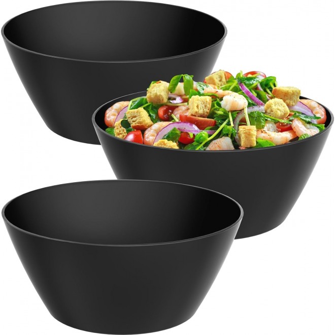 10 inch Bowls for Salad, Large Black Salad Serving Bowl 118 oz, Bamboo