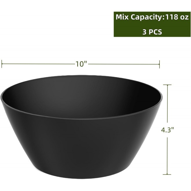 10 inch Bowls for Salad, Large Black Salad Serving Bowl 118 oz, Bamboo