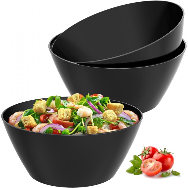 10 inch Bowls for Salad, Large Black Salad Serving Bowl 118 oz, Bamboo