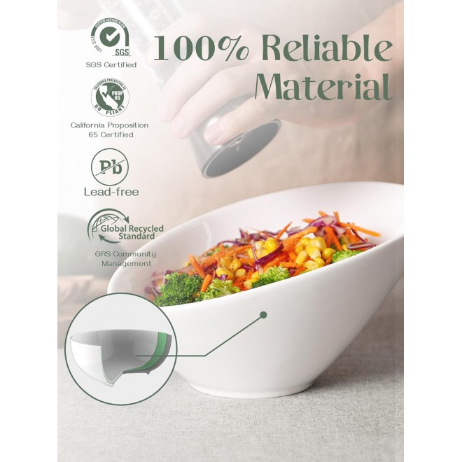 DOWAN 26 OZ Slanted Salad Bowls of 2 Packs - 9.5 Angled Serving Bowls