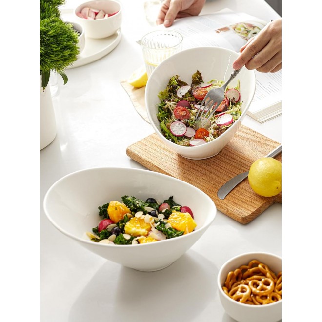 DOWAN 26 OZ Slanted Salad Bowls of 2 Packs - 9.5 Angled Serving Bowls