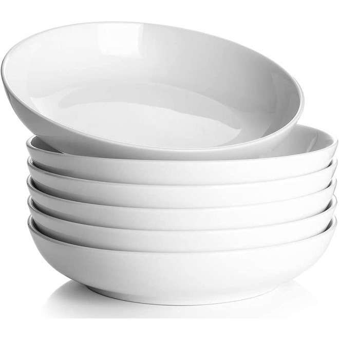 DOWAN Pasta Bowls 32oz, Large Salad Bowls, White Soup Bowls Set of 6,