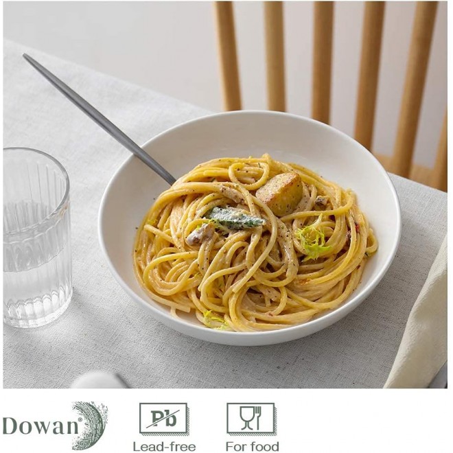 DOWAN Pasta Bowls 32oz, Large Salad Bowls, White Soup Bowls Set of 6,