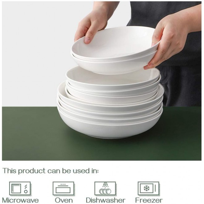 DOWAN Pasta Bowls 32oz, Large Salad Bowls, White Soup Bowls Set of 6,