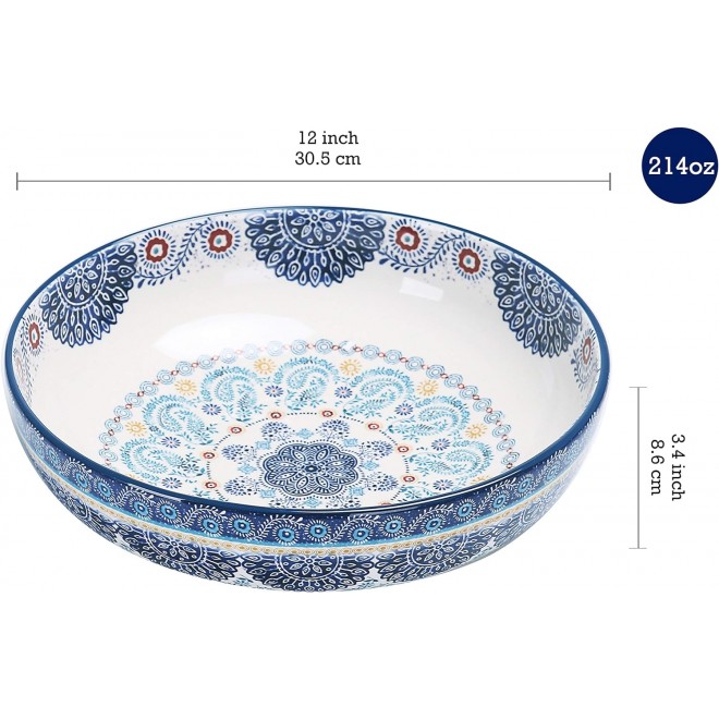 Bico Blue Talavera Ceramic Pasta Bowl, Set of 5(1 unit 214oz, 4 units