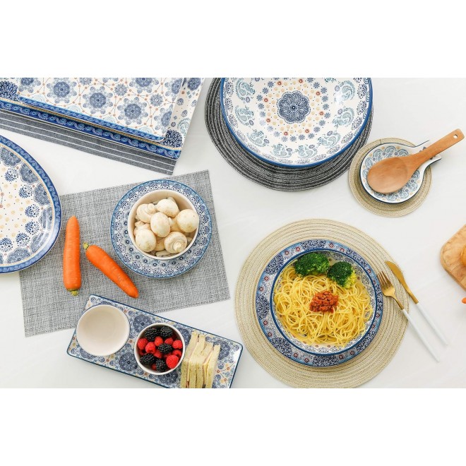 Bico Blue Talavera Ceramic Pasta Bowl, Set of 5(1 unit 214oz, 4 units