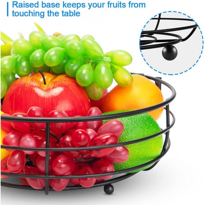 Bextsrack 2-Tier Countertop Fruit Basket Bowl with Banana Hanger, Meta