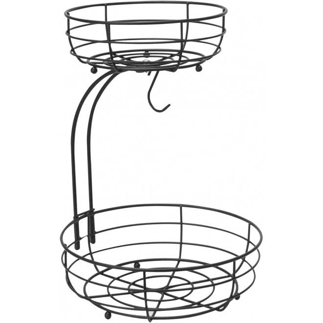 Bextsrack 2-Tier Countertop Fruit Basket Bowl with Banana Hanger, Meta