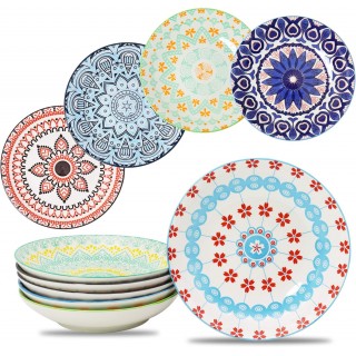 Farielyn-X Large Salad Pasta Bowls Set of 6, Wide and Shallow Porcelai