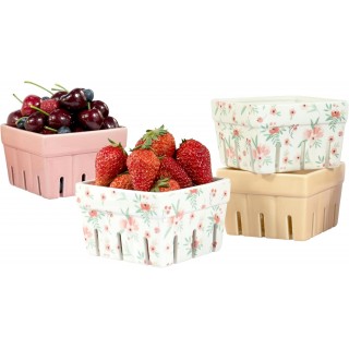 AELS Ceramic Berry Basket, Farmhouse Fruit Bowl Container for Fruit &