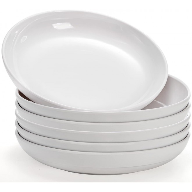 Fasmov Melamine Pasta Bowls, 6 Pack 10 inches 47 Oz Large Salad Servin