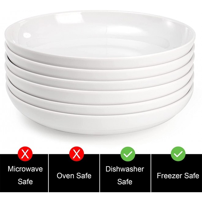 Fasmov Melamine Pasta Bowls, 6 Pack 10 inches 47 Oz Large Salad Servin