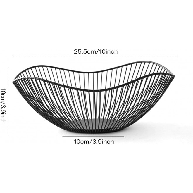 Metal Wire Fruit Basket, Black Fruit Bowl for Kitchen Counter, Fruit H