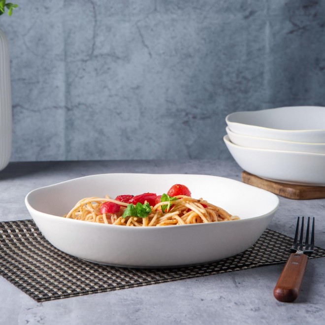 AmorArc 9.75'' Ceramic Large Pasta Bowls, 38oz Stoneware Flat Serving