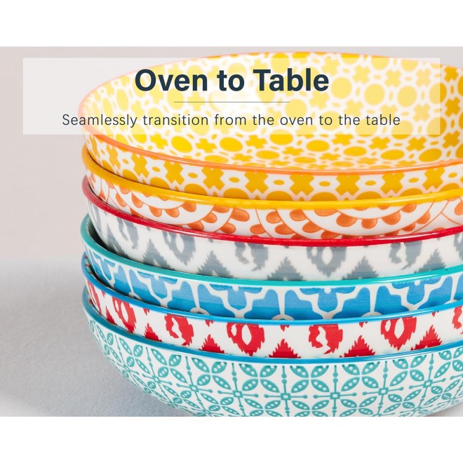 ONEMORE Colorful Pasta Bowls Set of 6, 36oz - Oven/Microwave/Dishwashe