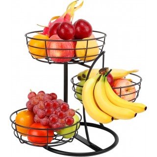 Fruit Basket Bowl with Banana Hanger, Fruit Vegetable Storage Basket w