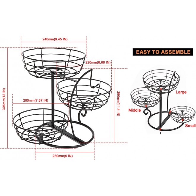 Fruit Basket Bowl with Banana Hanger, Fruit Vegetable Storage Basket w