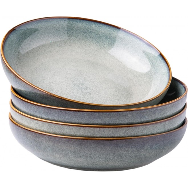 AmorArc 8.5'' Large Pasta Bowls, 36oz Stoneware Pasta Serving Bowls Se