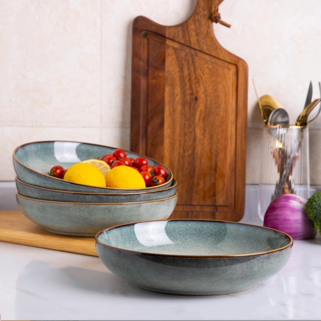 AmorArc 8.5'' Large Pasta Bowls, 36oz Stoneware Pasta Serving Bowls Se