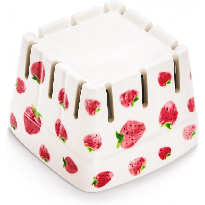 4 Pack Ceramic Berry Basket, Square Fruit Bowls, Kawaii Strawberry Kit