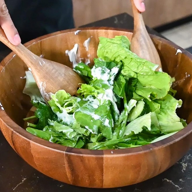 BILL.F Wooden Salad Bowl, 12'' Acacia Wood Salad Bowls Set Large Salad