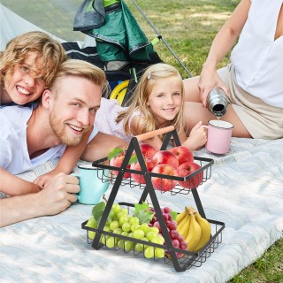 2 Tier Countertop Fruit Basket,Portable Fruit Bowle Basket for Kitchen