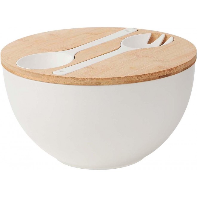 11.3 Extra Large Salad Serving Bowl Set with Wooden Lid&Utensils, 6.5Q