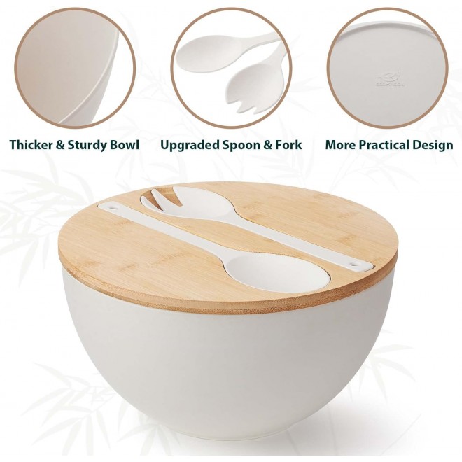 11.3 Extra Large Salad Serving Bowl Set with Wooden Lid&Utensils, 6.5Q