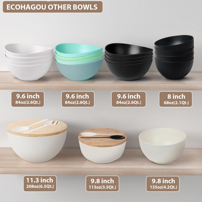 11.3 Extra Large Salad Serving Bowl Set with Wooden Lid&Utensils, 6.5Q