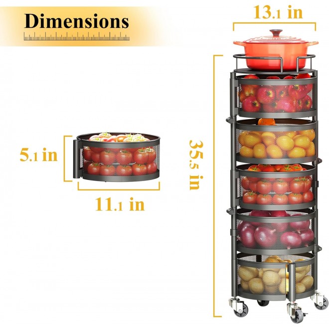 SNTD Fruit and Vegetable Basket Bowls for Kitchen with Metal Top Lid,