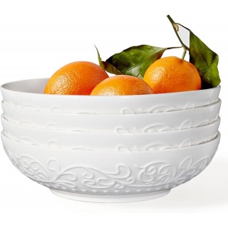 Artena Pasta Bowls 35oz, Ceramic Large Salad Bowls 8 inch, Embossed So