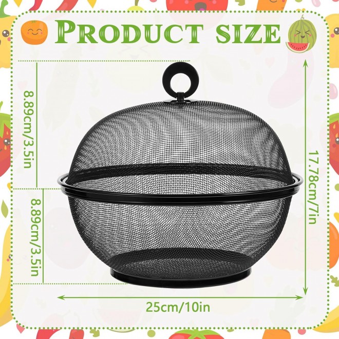 4 Pcs Mesh Fruit Basket with Lid Fruit Cover Protective Countertop Pro