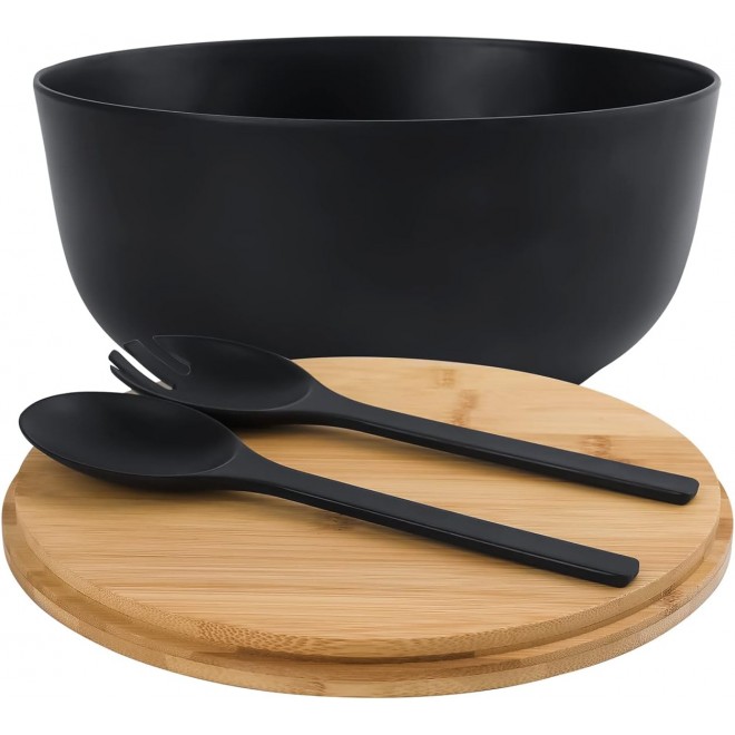 Bamboo Fiber Salad Bowl with Servers Set Large 9.8inches Nature Bamboo