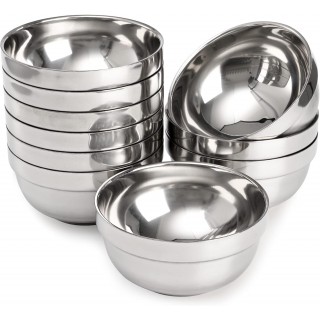 yarlung 10 Pack Stainless Steel Bowls 5 Inch Snacks Bowls, 15 Oz Soup