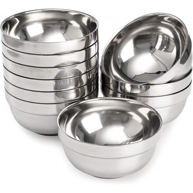 yarlung 10 Pack Stainless Steel Bowls 5 Inch Snacks Bowls, 15 Oz Soup