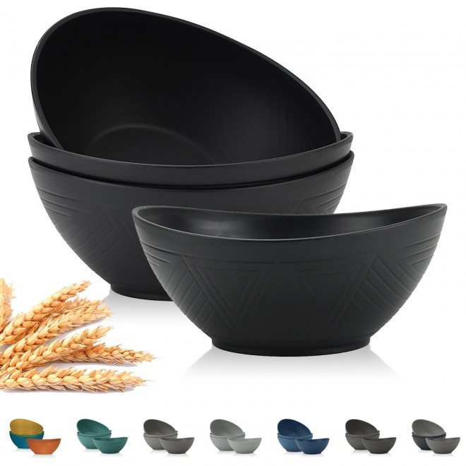 PYRMONT 65 OZ Large Wheat Straw Bowls,Cereal Bowls,Salad Bowls,Stackab