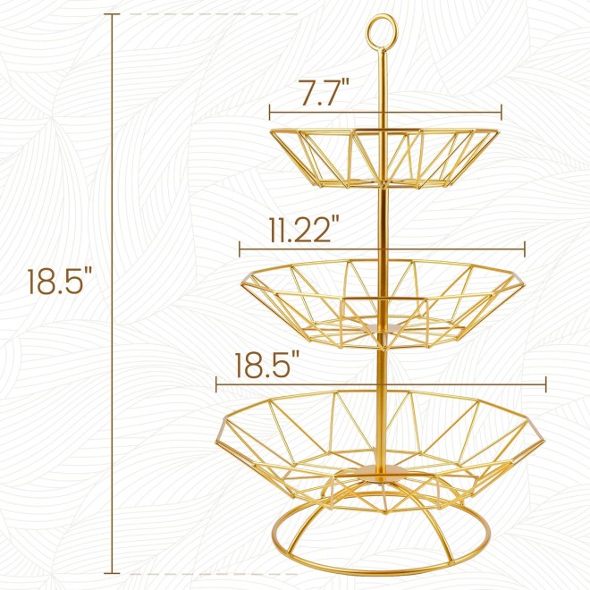 3-Tier Metal Fruit Basket Bowl Countertop, Fruit Stand Holder for Kitc