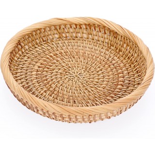 Hipiwe Small Key Basket Bowl for Entryway 7.6 Round Woven Wicker Baske